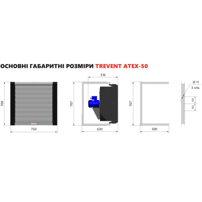 Водяний тепловентилятор TREVENT ATEX 50 кВт